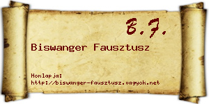 Biswanger Fausztusz névjegykártya